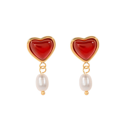 Sabina Pearl Heart Gold Earrings 50d7e632 436b 4c43 ae72 36699b486712