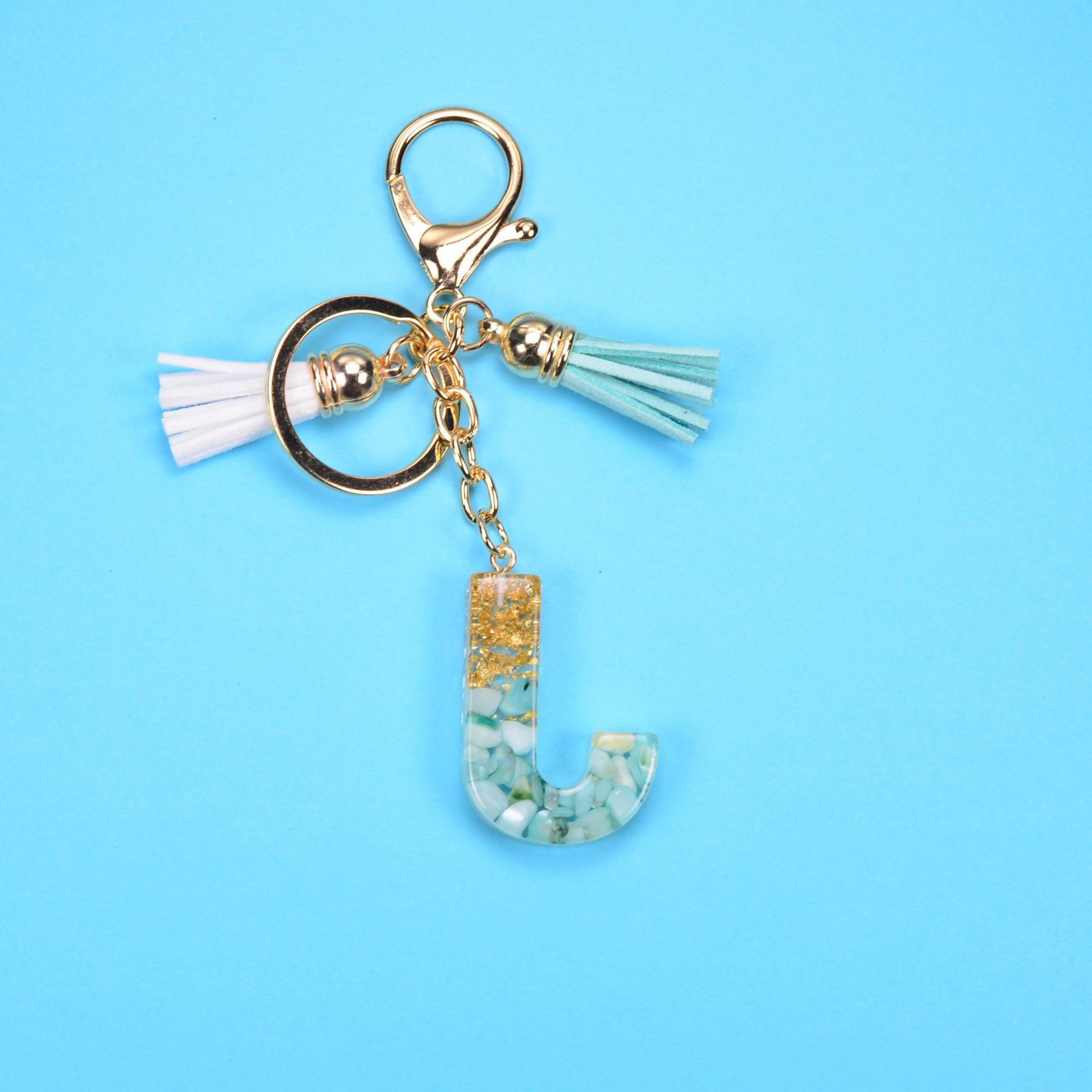 English Alphabet Keychain Tassel Pendant Stone Gold Foil Resin Key 50f943a5 c43b 402a a2e1 14d77a06c9f0