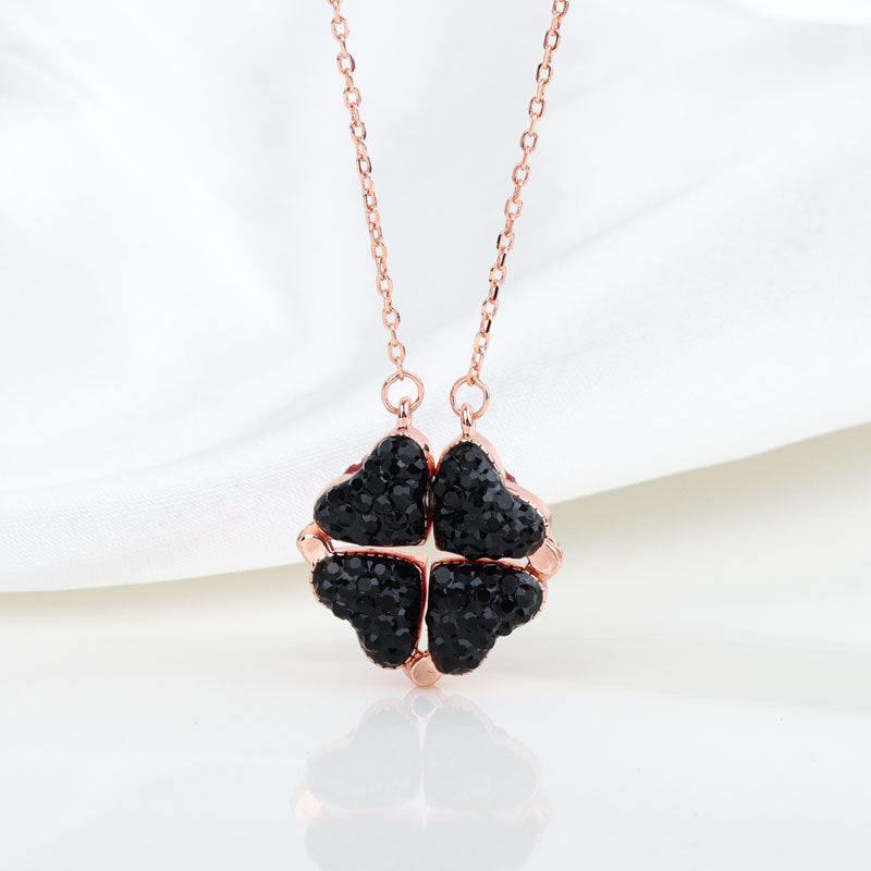Sterling Silver Double-sided Four-leaf Clover Can Be Opened And Closed, A Double-wearing Clavicle Chain 50fbf784 19f3 41de 9b