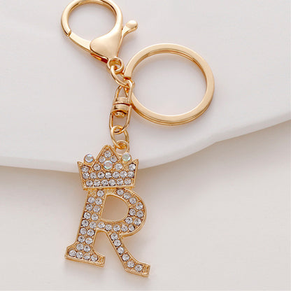 Metal Diamond-encrusted 26 English Crown Alphabet Keychain 5110a59f c43e 4870 8ab3 f5acd1ae9d1e