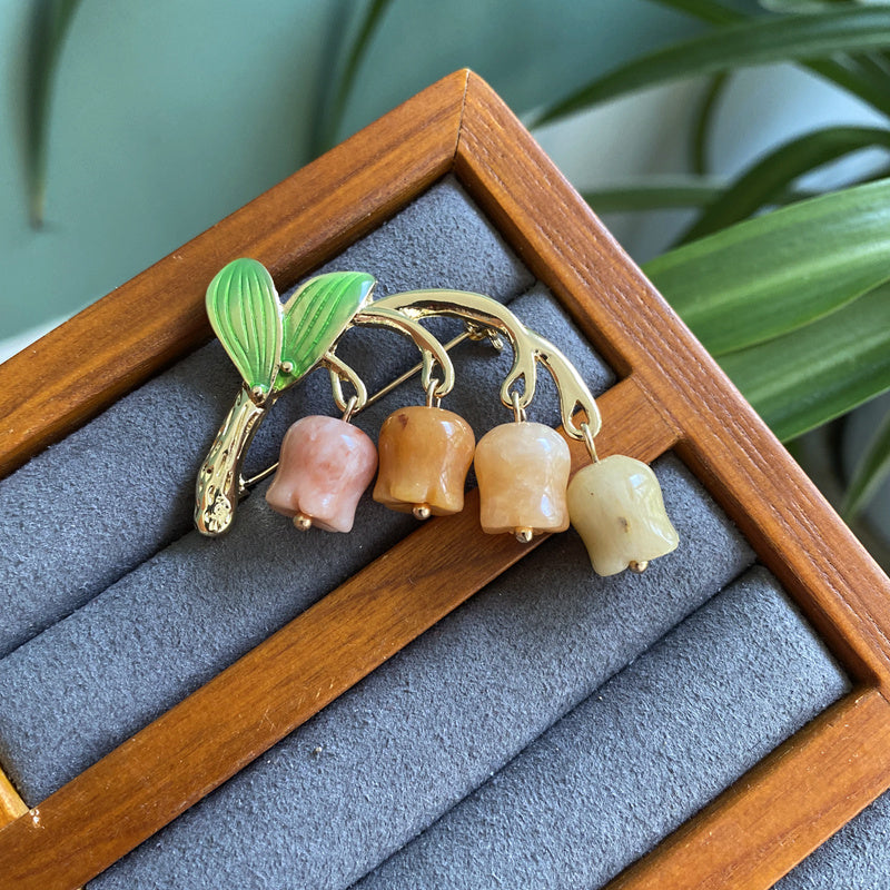 Natural Golden Jade Glass Berry Lily Of The Valley Brooch 511237be db1c 4e55 9360 0c3b9c23a0fc
