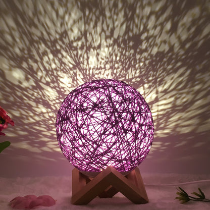 Amazon Hot Selling Creative Linen Table Lamp Novel and Unique LED Intelligent USB7 Color RGB16 Color Remote Control Rattan Ba