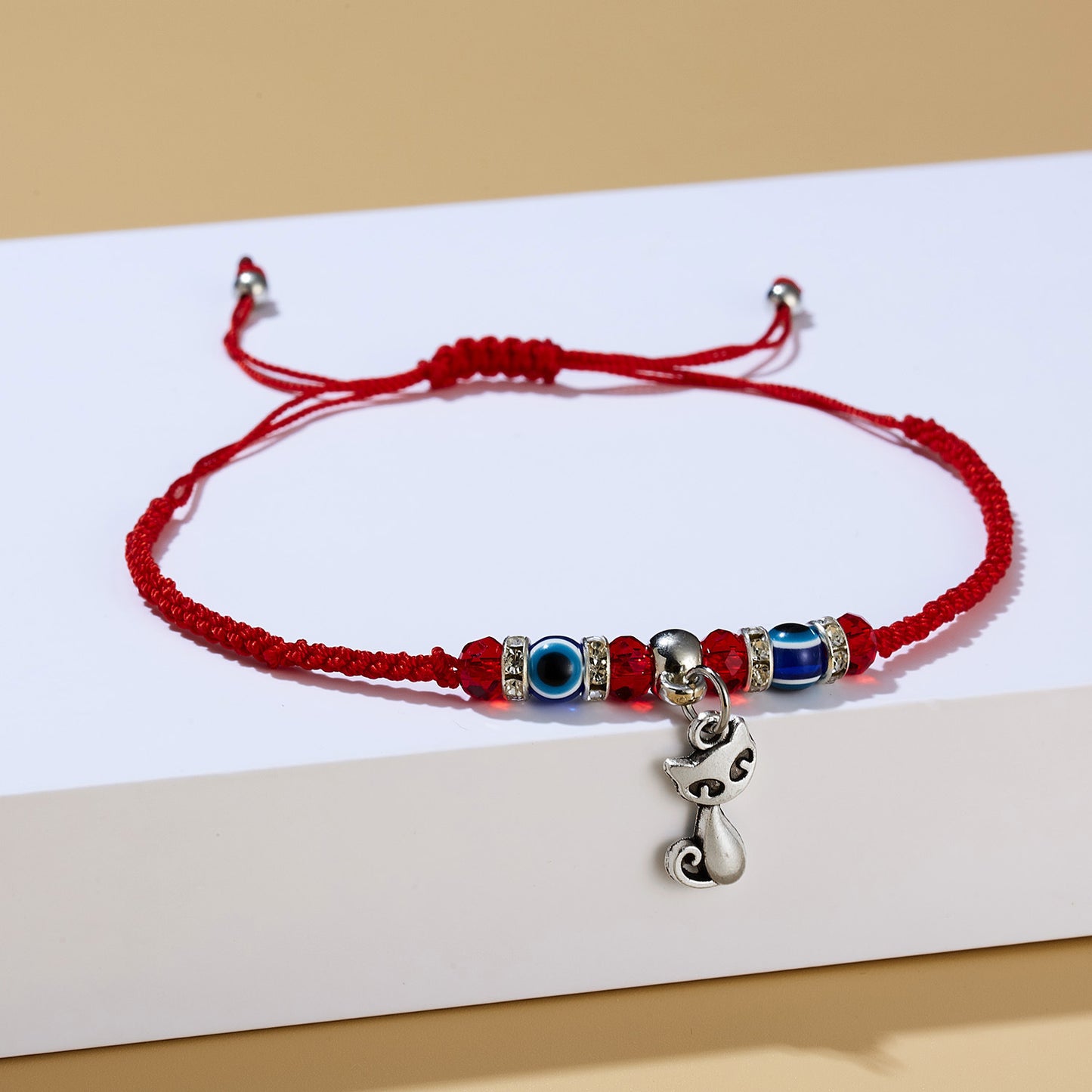 Red cord braided adjustable bracelet 514296346412