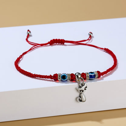 Red cord braided adjustable bracelet 514296346412