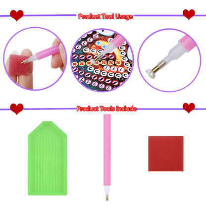 PU Leather Handmade Stick-on Crystals Flower Cornerite Bookmark