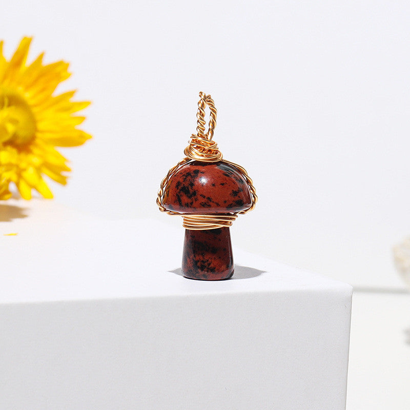 Crystal Agate Semi-Precious Mushroom Braided Pendant 5151f6cd 2b4a 40a9 a347 b30deb0a7a0a