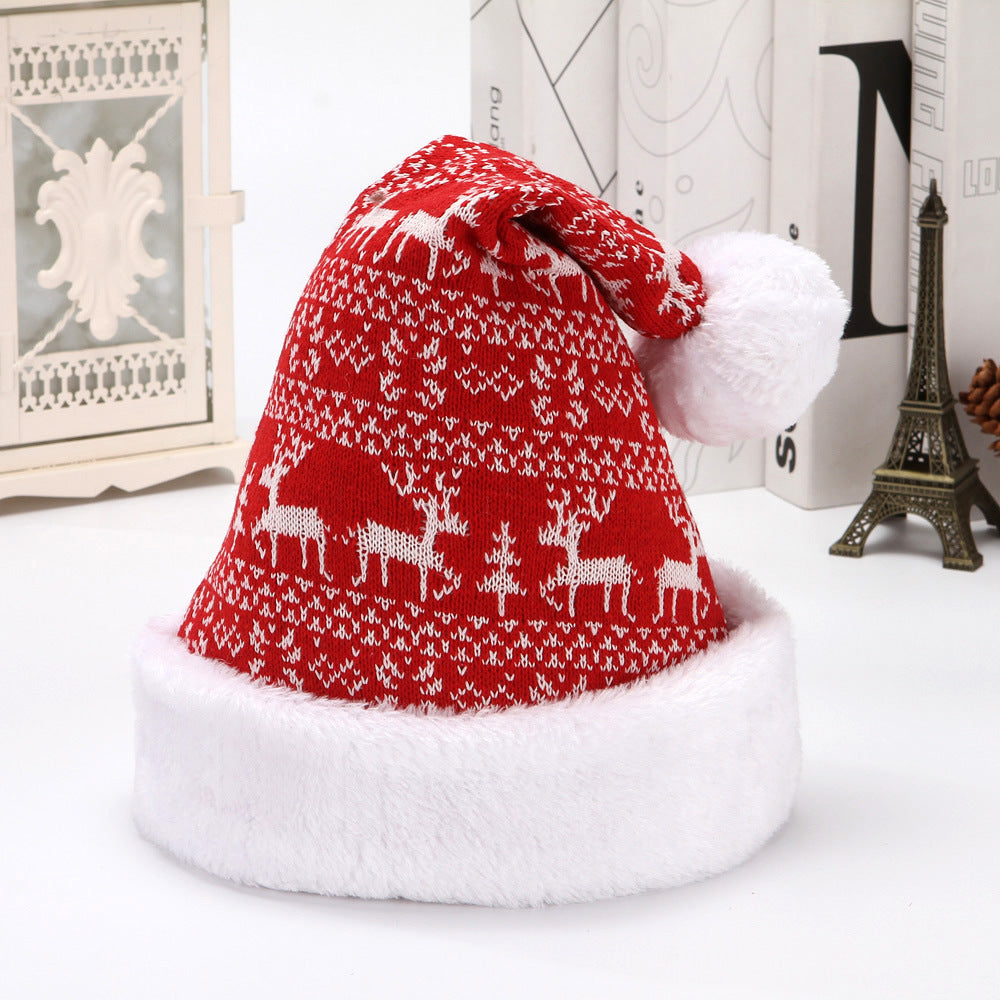 Snowflake Deer Knitted Wool Flannel Christmas Hat 515512d1 0d4c 4a56 a998 63002ace773e
