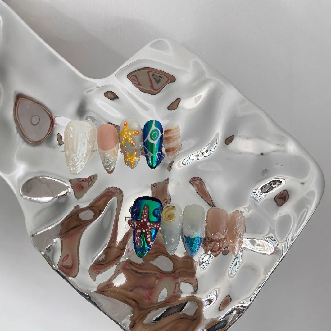 Hand-painted Happy Underwater World White Advanced Long Manicure 516164be 6675 48b6 a9c8 6e05108590e6