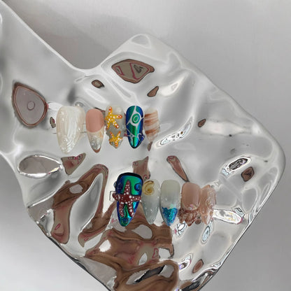 Hand-painted Happy Underwater World White Advanced Long Manicure 516164be 6675 48b6 a9c8 6e05108590e6