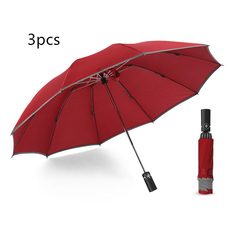 Inverted Umbrella Travel Portable Windproof Folding Umbrella,10Ribs Auto  Close Umbrella,Reflective Stripes For Night Safety 