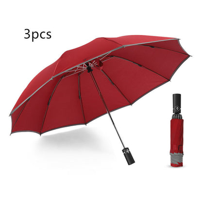 Inverted Umbrella Travel Portable Windproof Folding Umbrella,10Ribs Auto  Close Umbrella,Reflective Stripes For Night Safety 