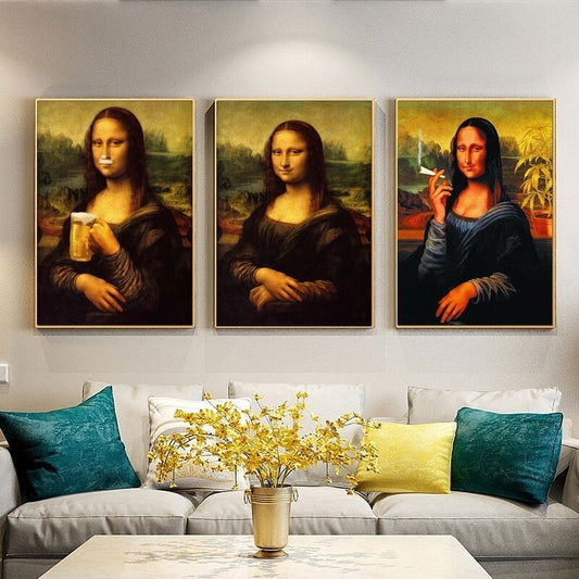 Da Vinci Mona Lisa spoofs canvas painting 517698781494