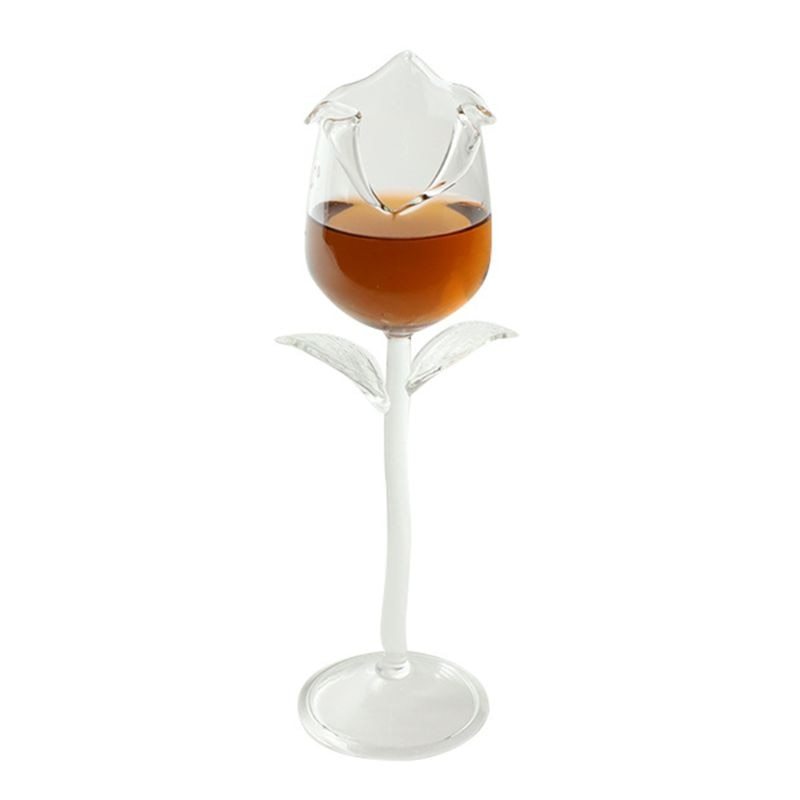 Fancy Red Wine Goblet Wine Cocktail Glasses 100ml Rose Flower Shape Wine Glass Party Barware Drinkware 518445475308