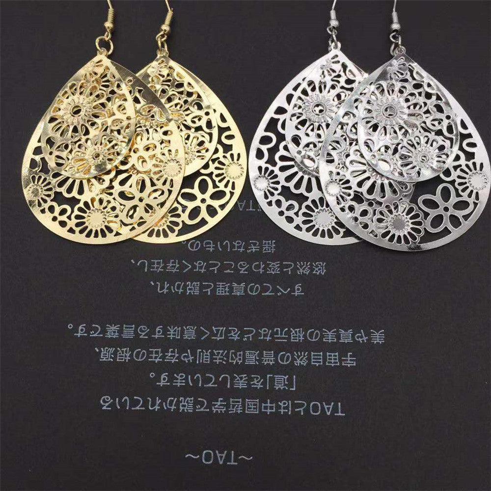 Double-layer Water Drop Hollow Retro All-match Earrings 5199ab3e 412c 4de2 8d25 58da1d4895d0