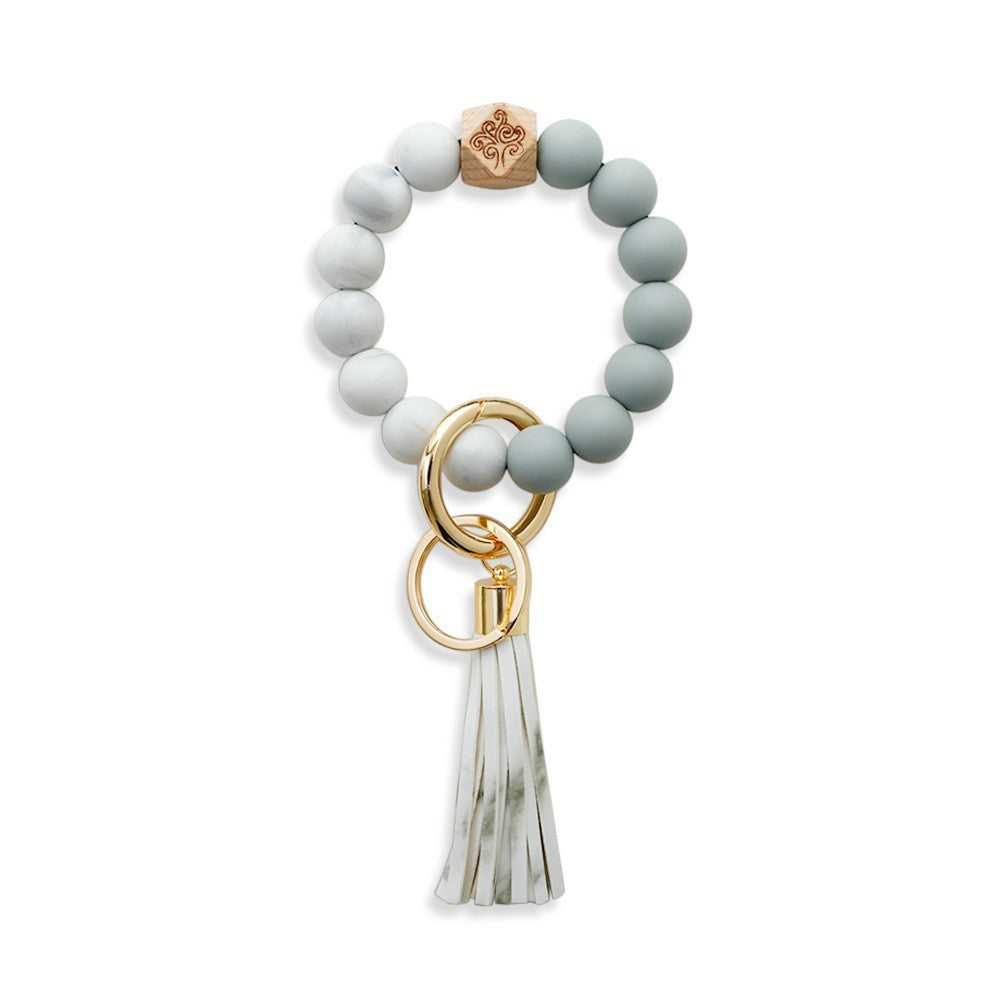 Silicone Wrist Keychain Handmade Beaded Leather Tassel Bracelet 519f0f4e 2d20 4b0e 9b9f df5577417238