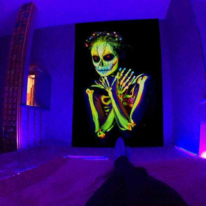 Fluorescent Tapestry UV Fluorescent Tapestry Psychedelic Mushroom Wall Hung Hippie Decorative Room Aesthetics 51a564bc 701c 4