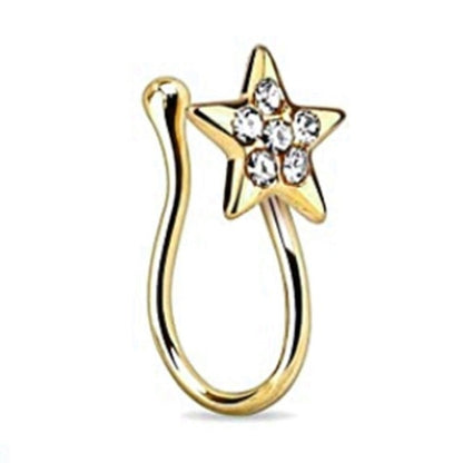 Personalized U-shaped Fake Nose Ring Amazon Diamond Five-pointed Star Nose Stud European And American Non-piercing Nasal Spli