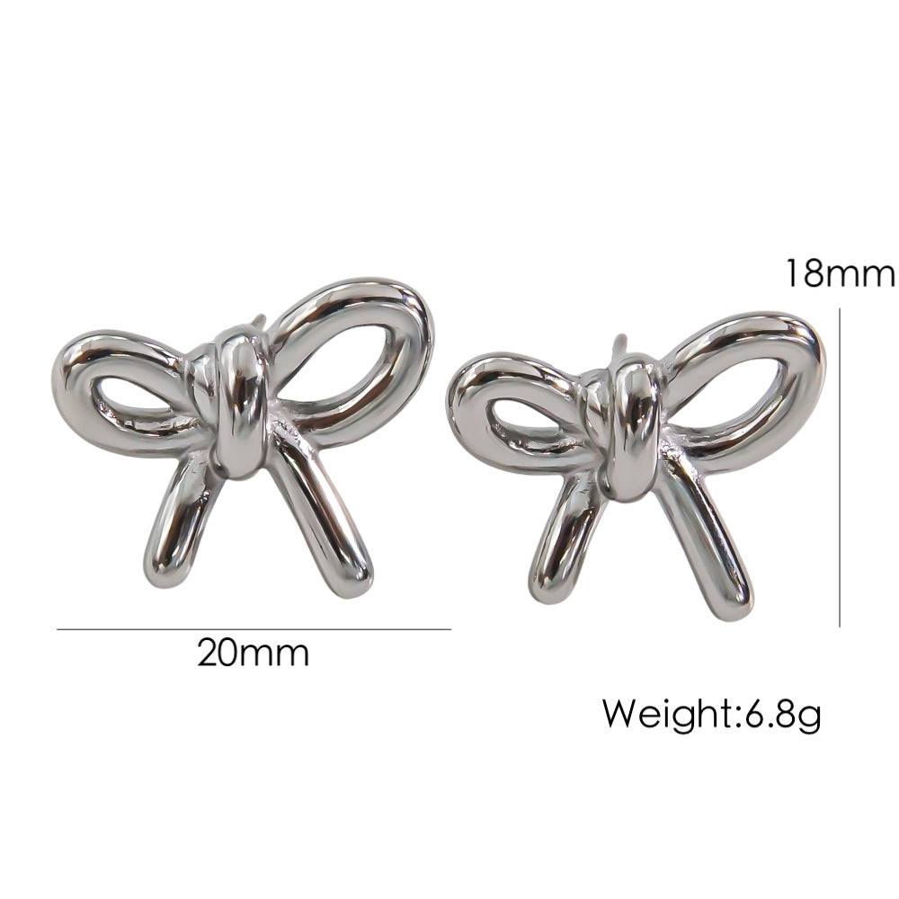 Bow Stainless Steel 14K Gold Earrings Necklace 51dc53e5 eb3c 4307 9f6d 1d9b02ad573b