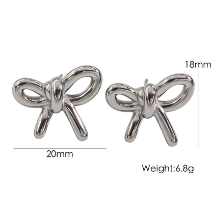 Bow Stainless Steel 14K Gold Earrings Necklace 51dc53e5 eb3c 4307 9f6d 1d9b02ad573b