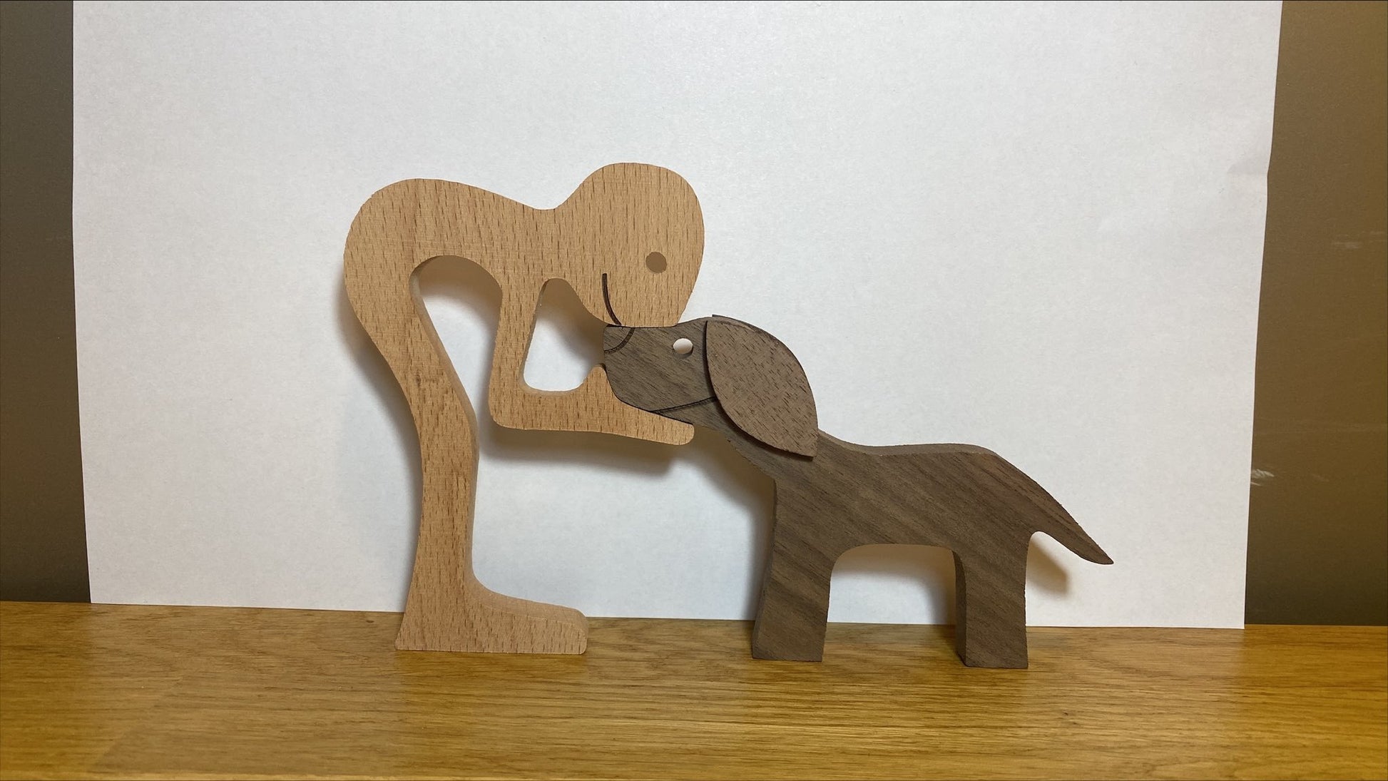 DIY Figurine Wood Dog Ornament Sculpture Home Decoration A Man A Dog Wood Sculpture Christmas Gifts Model Decor 51e53b1a d83a