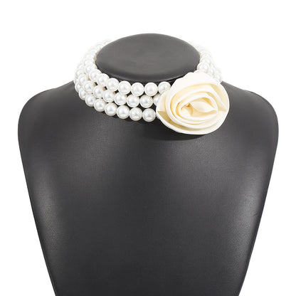 Retro Romantic Hepburn Style Pearl Necklace Rose Banquet Necklace 51fec0dc 0f7f 4644 9508 84c25ecf19f7