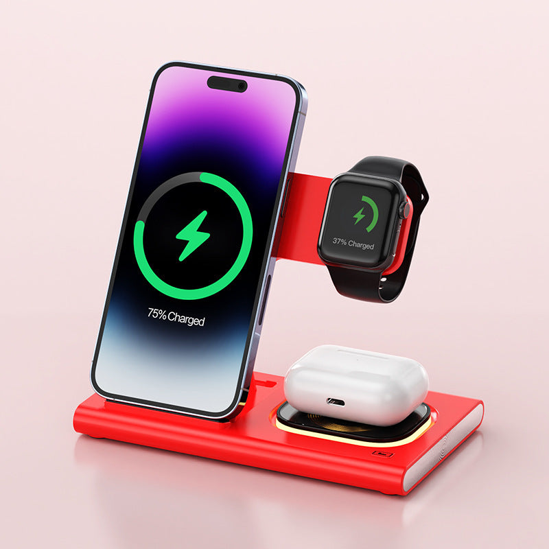 3 IN 1 15W Wireless Charging Charger Magnetic Desktop Night Light Iwatch Fast Charging Stand Gift Customization - HD Wireless Product #11