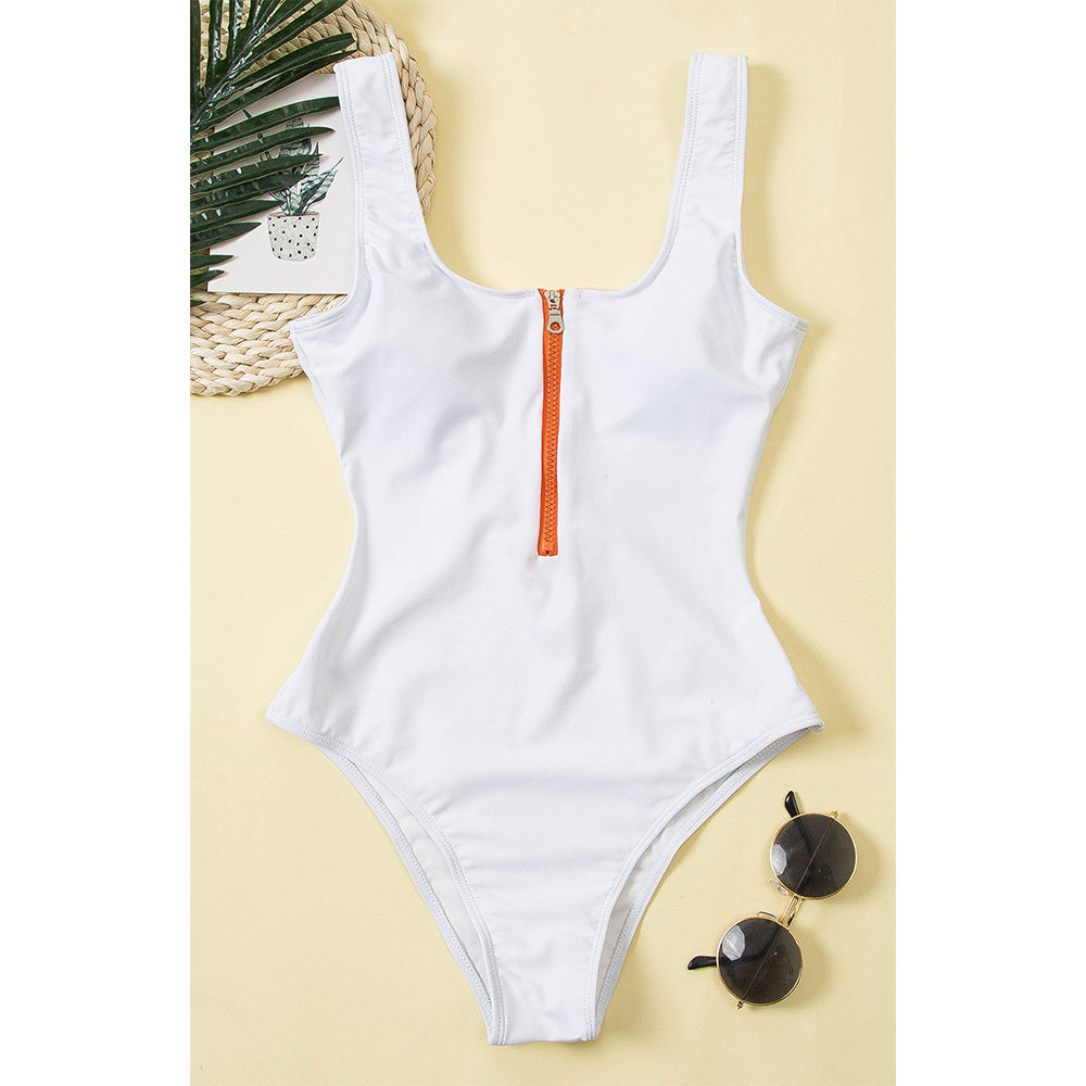 Ladies zipper sexy one-piece printed swimsuit women swimwear 52018059432