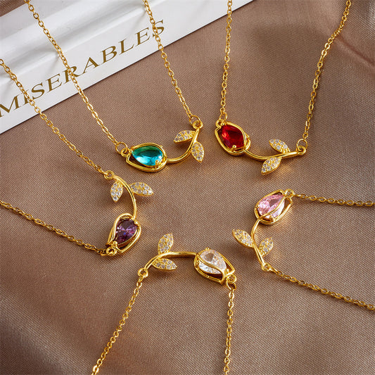 Tulip Flower Necklace For Women 52036b90 2f1c 4eec 9d1e 8117fcd93b05
