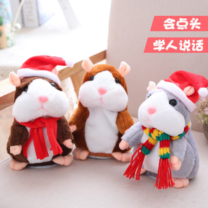 16cm Christmas Talking Hamster Plush Toy Interactive Sound Record Plush Hamster Stuffed Toys for Children Kids Christmas Gift - HD Wireless Product #5