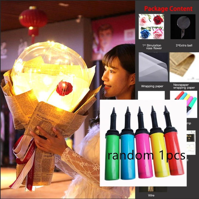 LED Luminous Balloon Rose Bouquet Transparent Bobo Ball Rose 523142769063