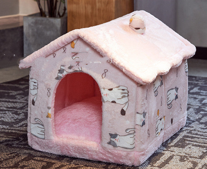 Removable And Washable Small Dog Teddy Cat Litter Closed Dog House 523818972985