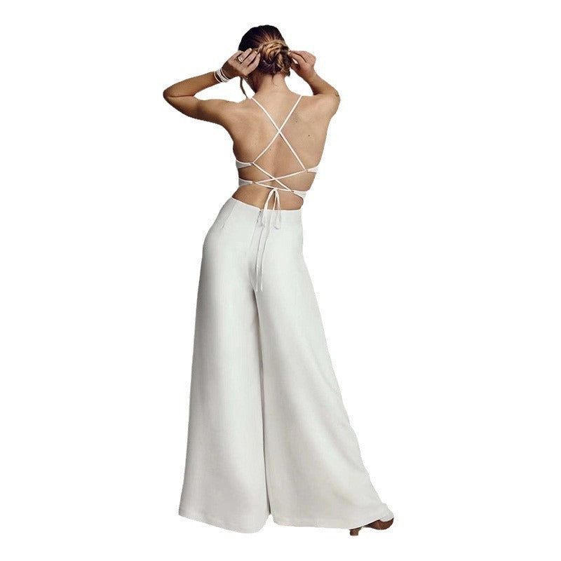 Sleeveless V-neck Brace Skinny Sheath Backless Jumpsuit 5251c038 e423 4909 b95f d50d3cb9aca1