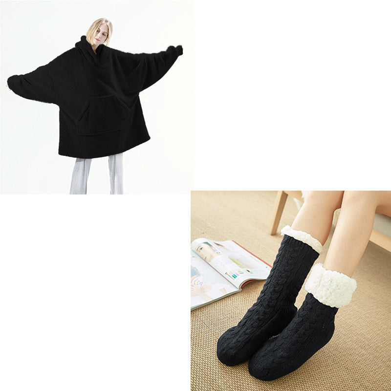 Hoodie Sweatshirt With Big Pocket Tops Sweater Comfortable Loose Double-Sided Fleece Thicker Wearable Blanket 5251e082 f833 4