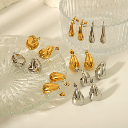 18K Gold High-grade Titanium Steel Simple Women's Ear Studs - HD Wireless Product #4