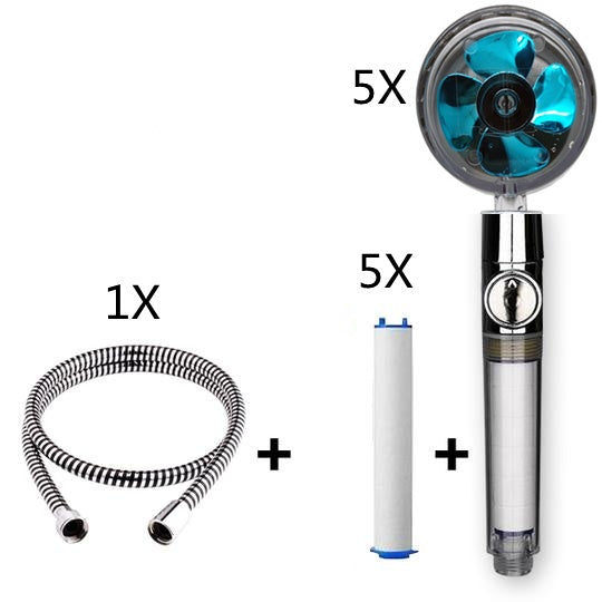 Propeller Driven Shower Head With Stop Button And Cotton Filter Turbocharged High Pressure Handheld Shower Nozzle 526fa2cb a7