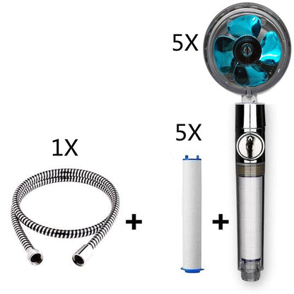 Propeller Driven Shower Head With Stop Button And Cotton Filter Turbocharged High Pressure Handheld Shower Nozzle 526fa2cb a7