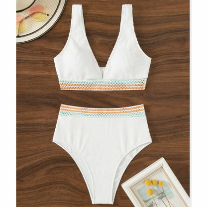 High Waist Split Bikini Solid Color 527c3d0a ba33 4703 9336 716255a08361
