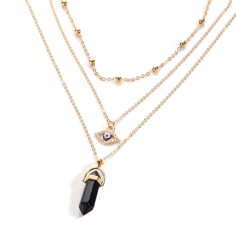 Diamond Eye Pendant Triple Chain 528192978547