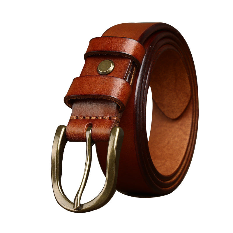 3.3CM Wide Copper Buckle Trendy Fashion Retro Belt Men - HD Wireless Product #5