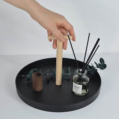 Round solid wood portable tray 5288077428783
