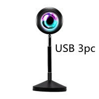 Upgrade Rainbow Sunset Projector Lamp Atmosphere Light Home Coffee Shop Background Wall Decoration Remote Control Sunset Lamp