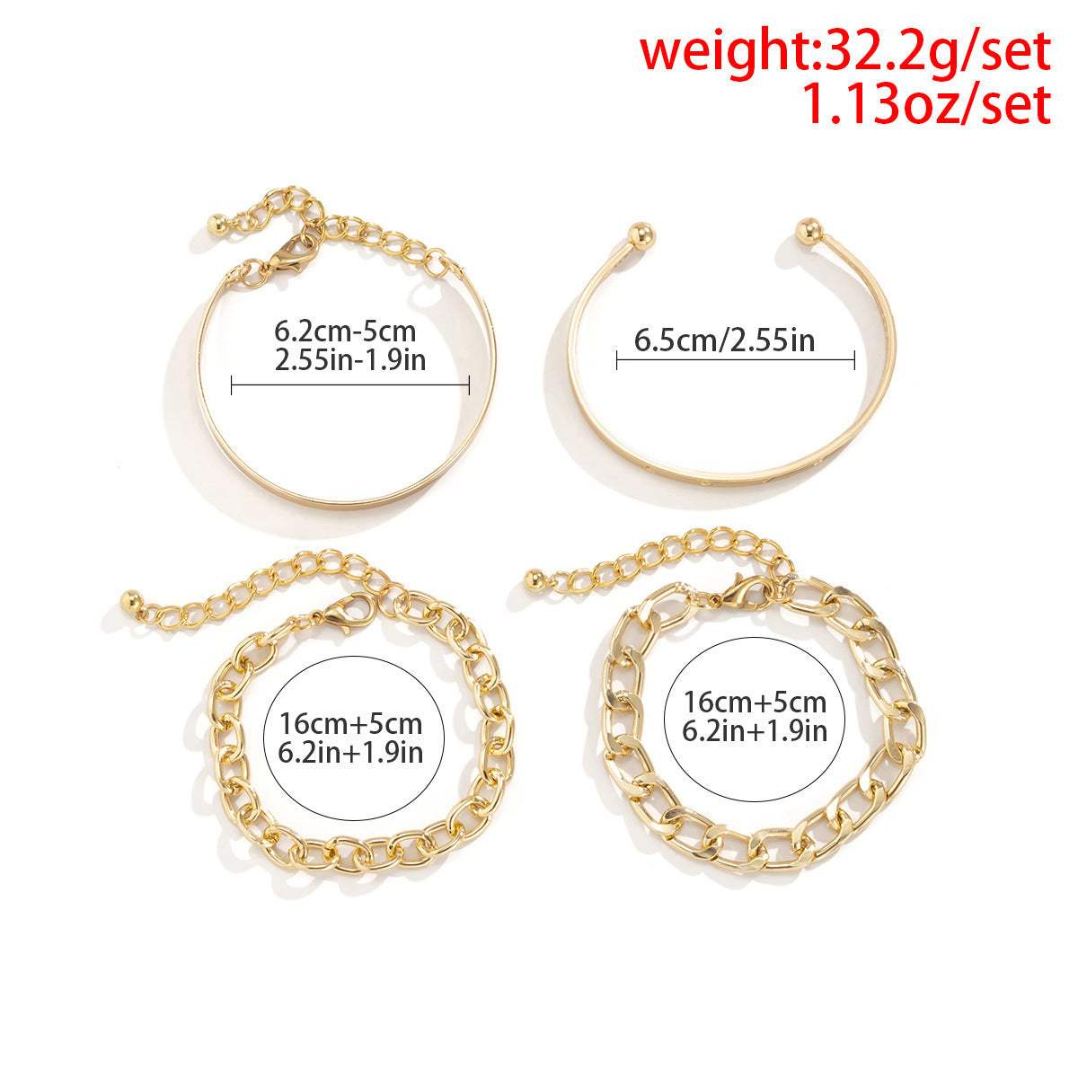 Simple And Smooth C-shaped Hollow Chain Bracelet Set 52c42769 7a99 47a7 a4ea b487776474e5