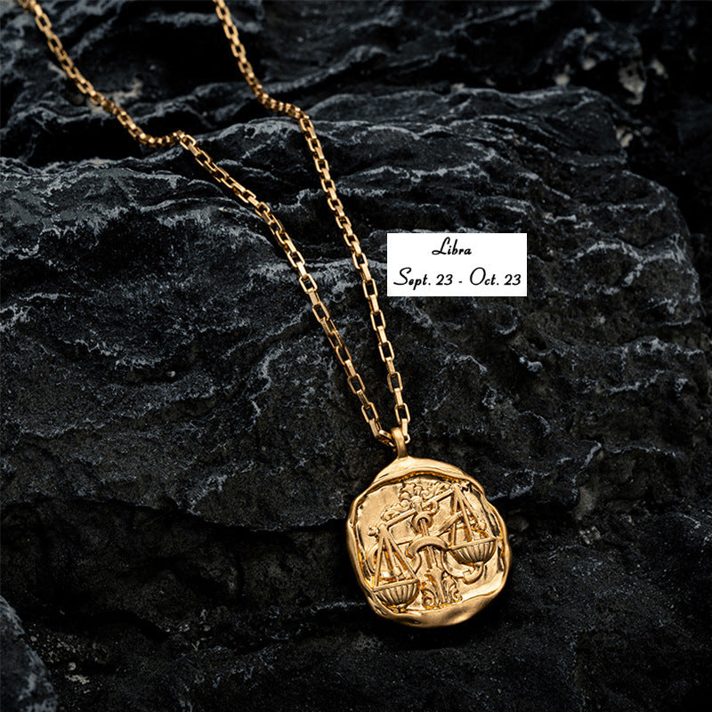 Vacuum Plating 18k Titanium Zodiac Oval Pendant Necklace 52c4895d 658d 402a b935 fab4e9038ba0