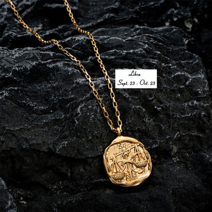 Vacuum Plating 18k Titanium Zodiac Oval Pendant Necklace 52c4895d 658d 402a b935 fab4e9038ba0