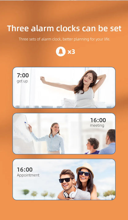 LED Electric Alarm Clock With Wireless Charger Desktop Digital Despertador Thermometer Clock HD Mirror Clock Watch Table Decor