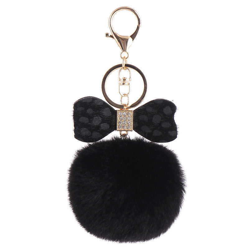 Leopard Bow Fur Ball Schoolbag Pendant Key Chain 52ee005b 7198 459a 9baa f4ba32c97fa0