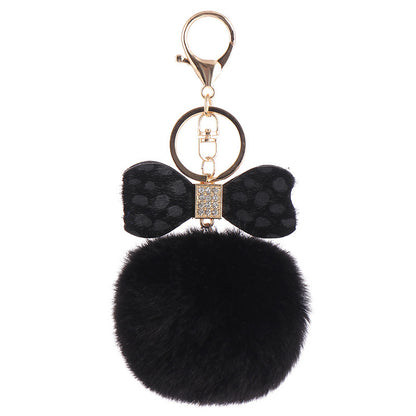 Leopard Bow Fur Ball Schoolbag Pendant Key Chain 52ee005b 7198 459a 9baa f4ba32c97fa0