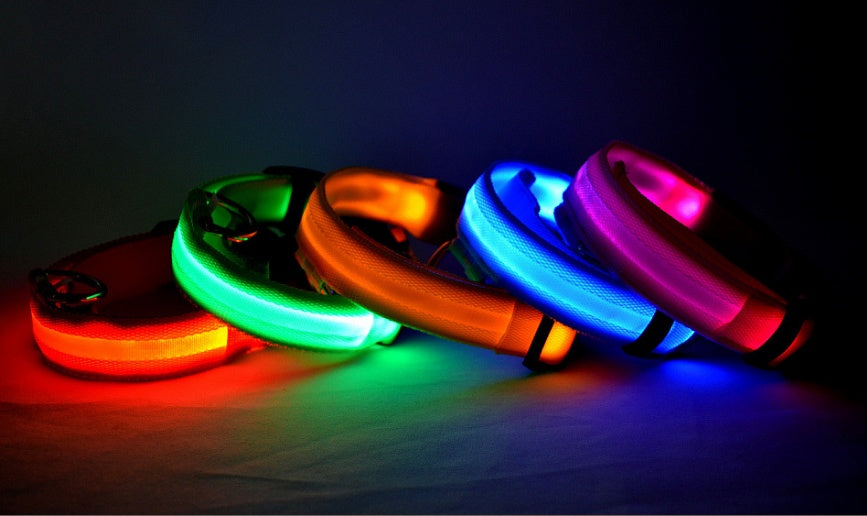 Nylon LED Pet Dog Luminous Collar Night Safety Flashing Glow in Dark Dog Cat Leash Adjustable Pet Supplies 5303266242527