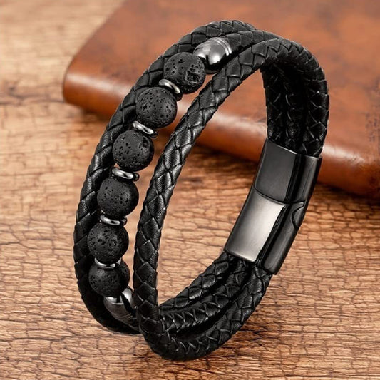 New Men's Three-layer Leather Bracelet 5307d666 42cd 499a 9629 2bee834bff7a
