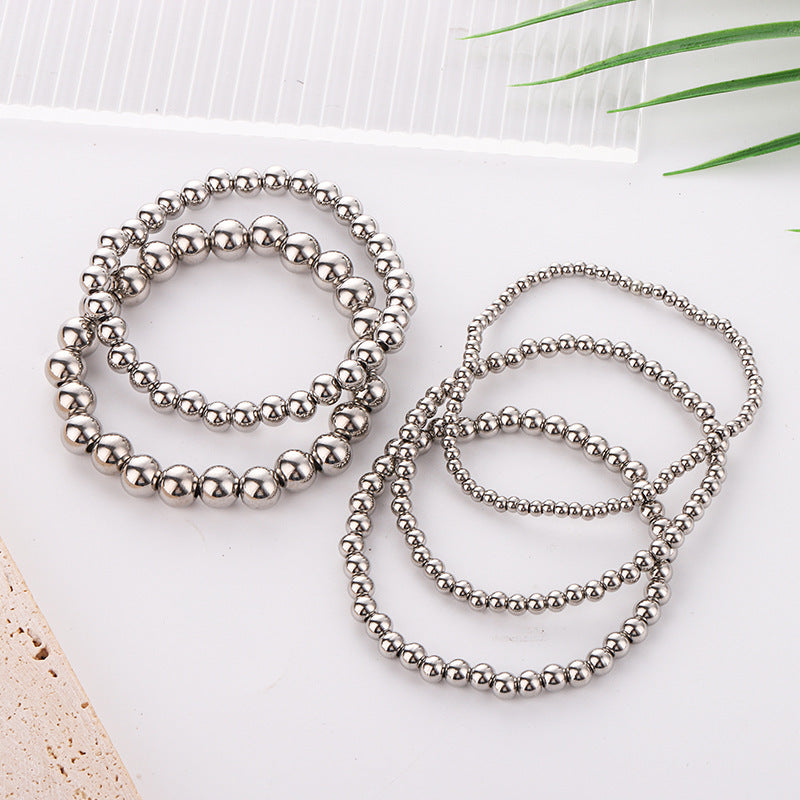 Women's Stainless Steel Bead Bracelet Jewelry 530e3d76 cb26 4749 af5e fabad17bf34c